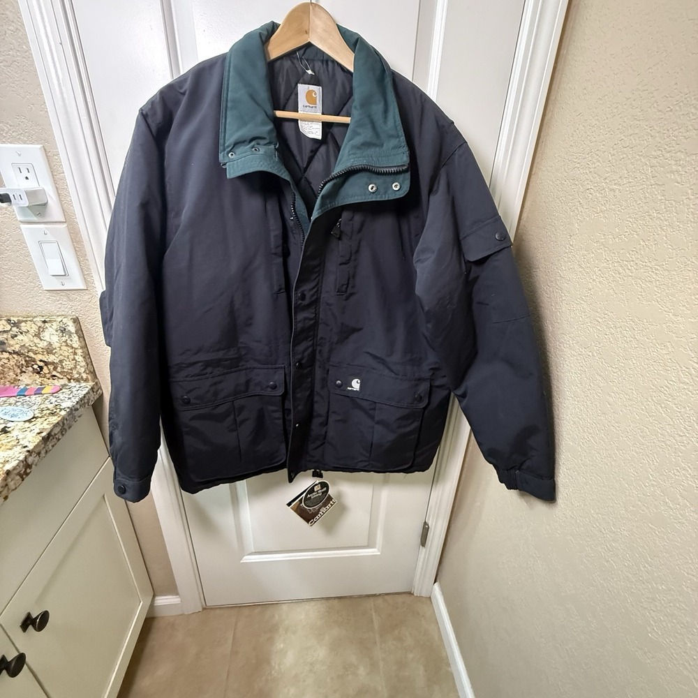 Vintage Carhartt C42 BLK Jacket Mens Large Arctic Quilt Lined Black NOS Tags